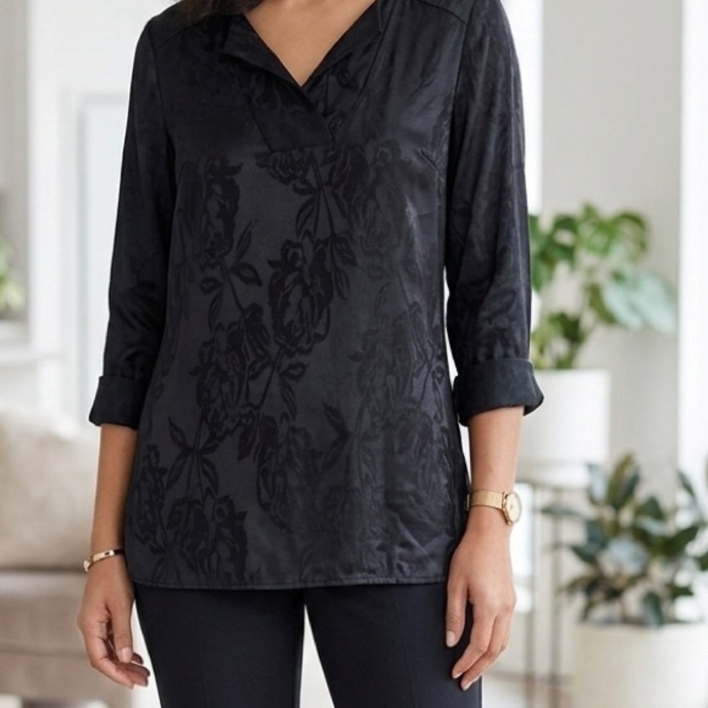 Chico's Black Floral Top